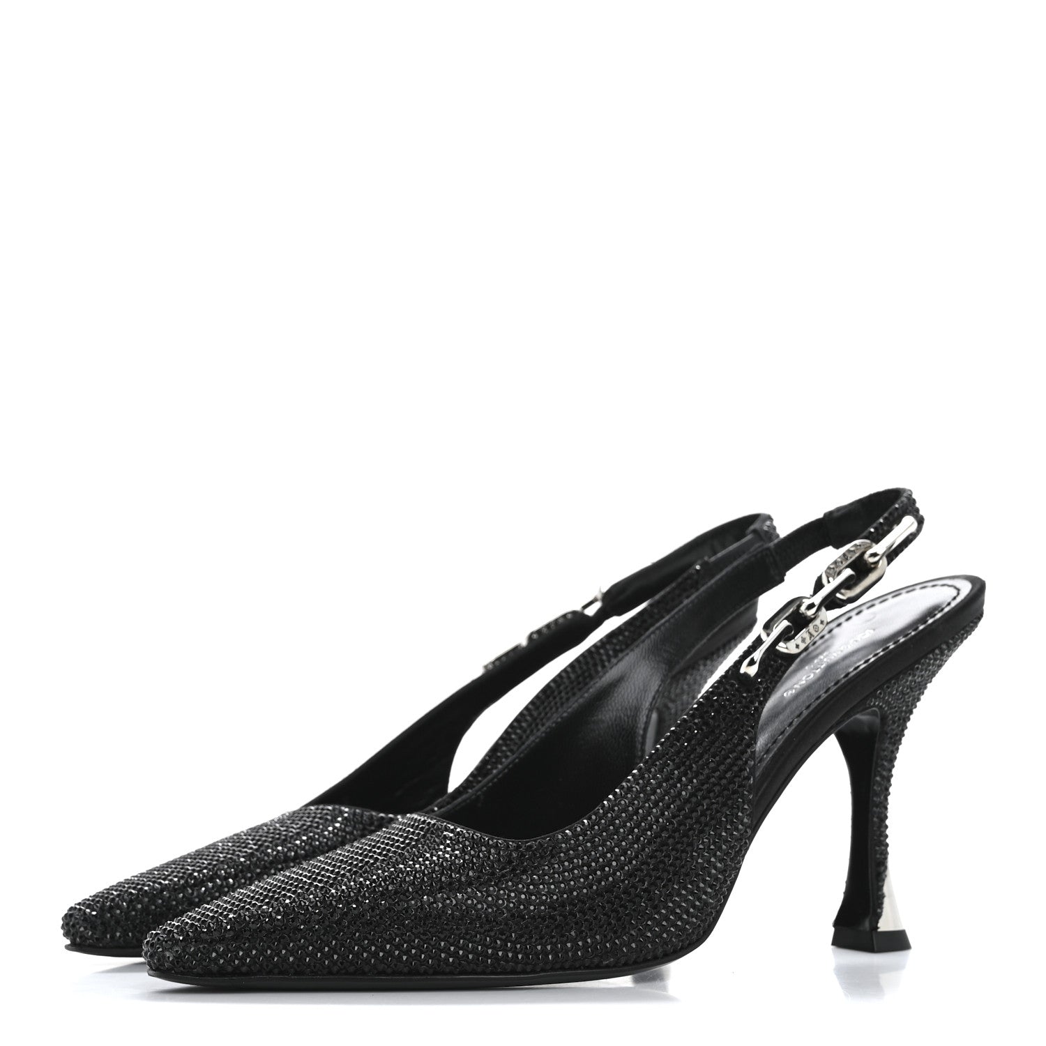Louis Vuitton Crystal Sparkle Slingback Pumps 40 Black 4 of 14