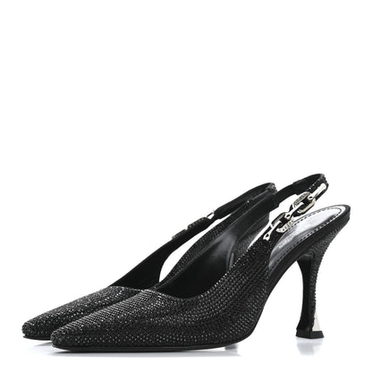 Louis Vuitton Crystal Sparkle Slingback Pumps 40 Black 4 of 14