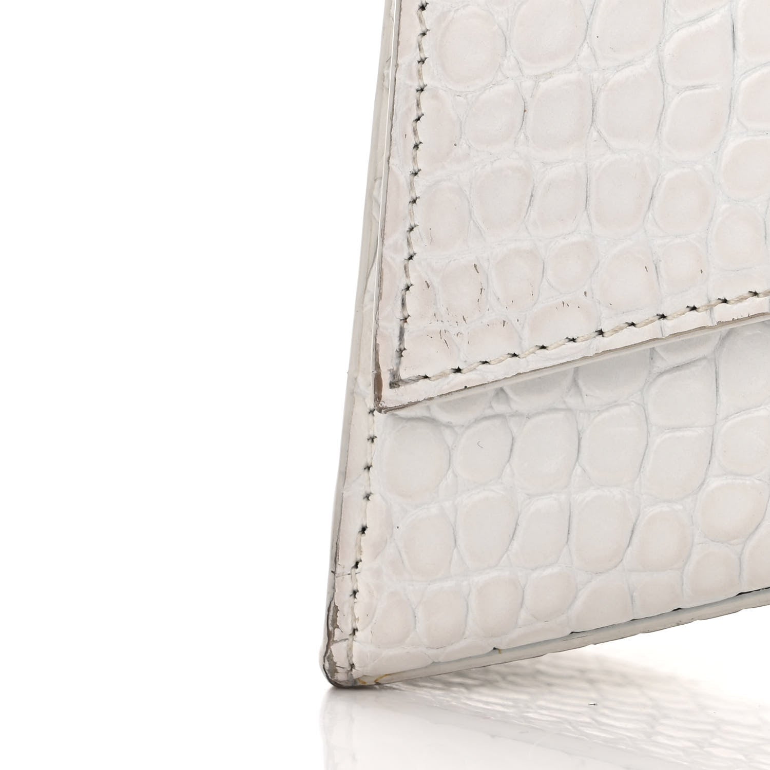 Balenciaga Shiny Calfskin Crocodile Embossed Small Hourglass Sling Shoulder Bag White 15 of 17