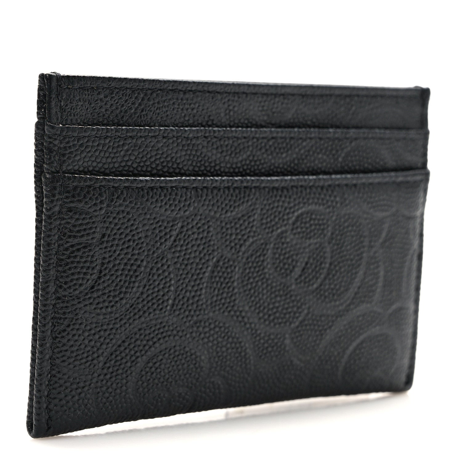 Chanel Caviar Camellia Embossed Card Holder Black 3 of 7