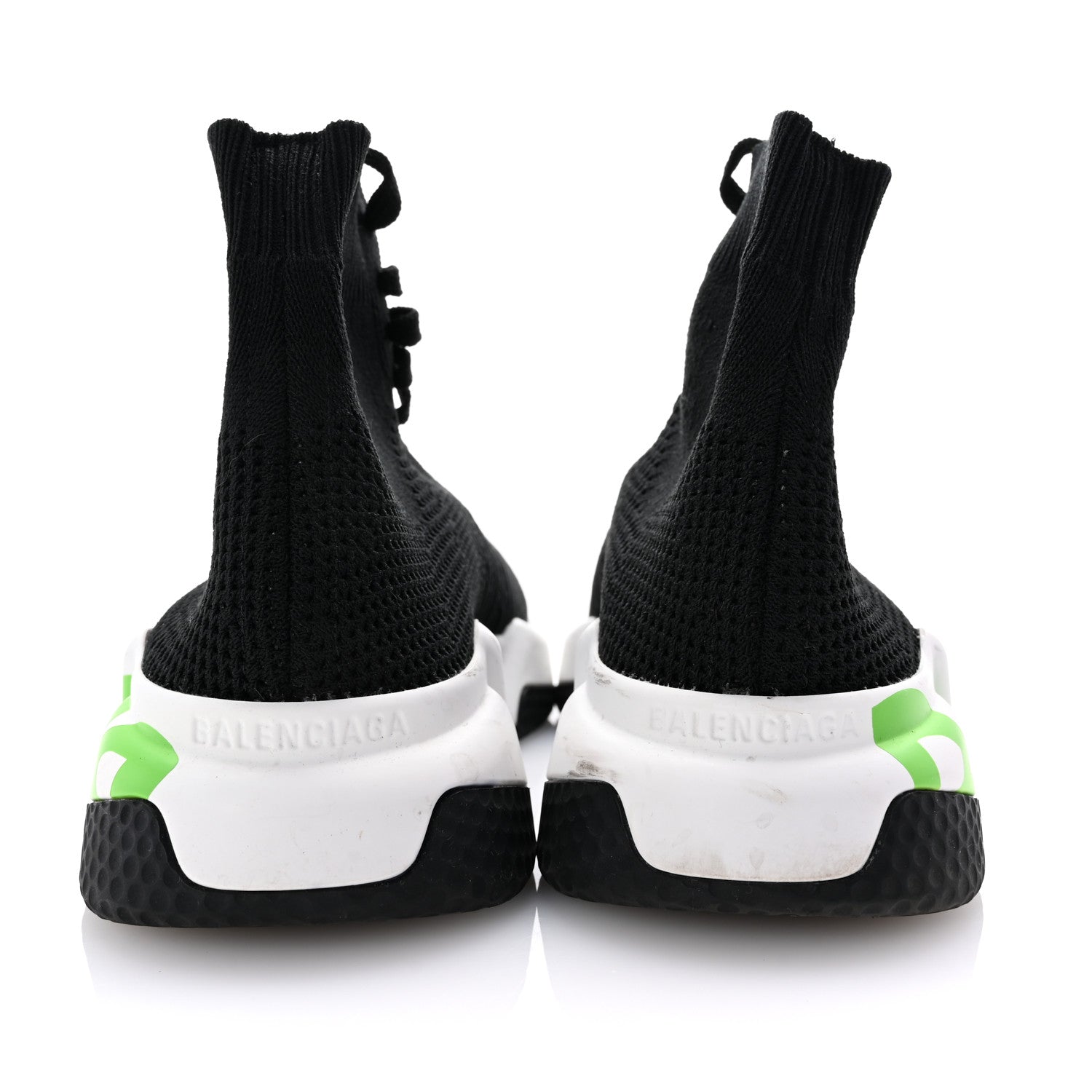 Balenciaga Knit Womens Speed Lace Up Graffiti Sneakers 36 Black White Fluo Green 6 of 10