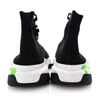 Balenciaga Knit Womens Speed Lace Up Graffiti Sneakers 36 Black White Fluo Green 6 of 10
