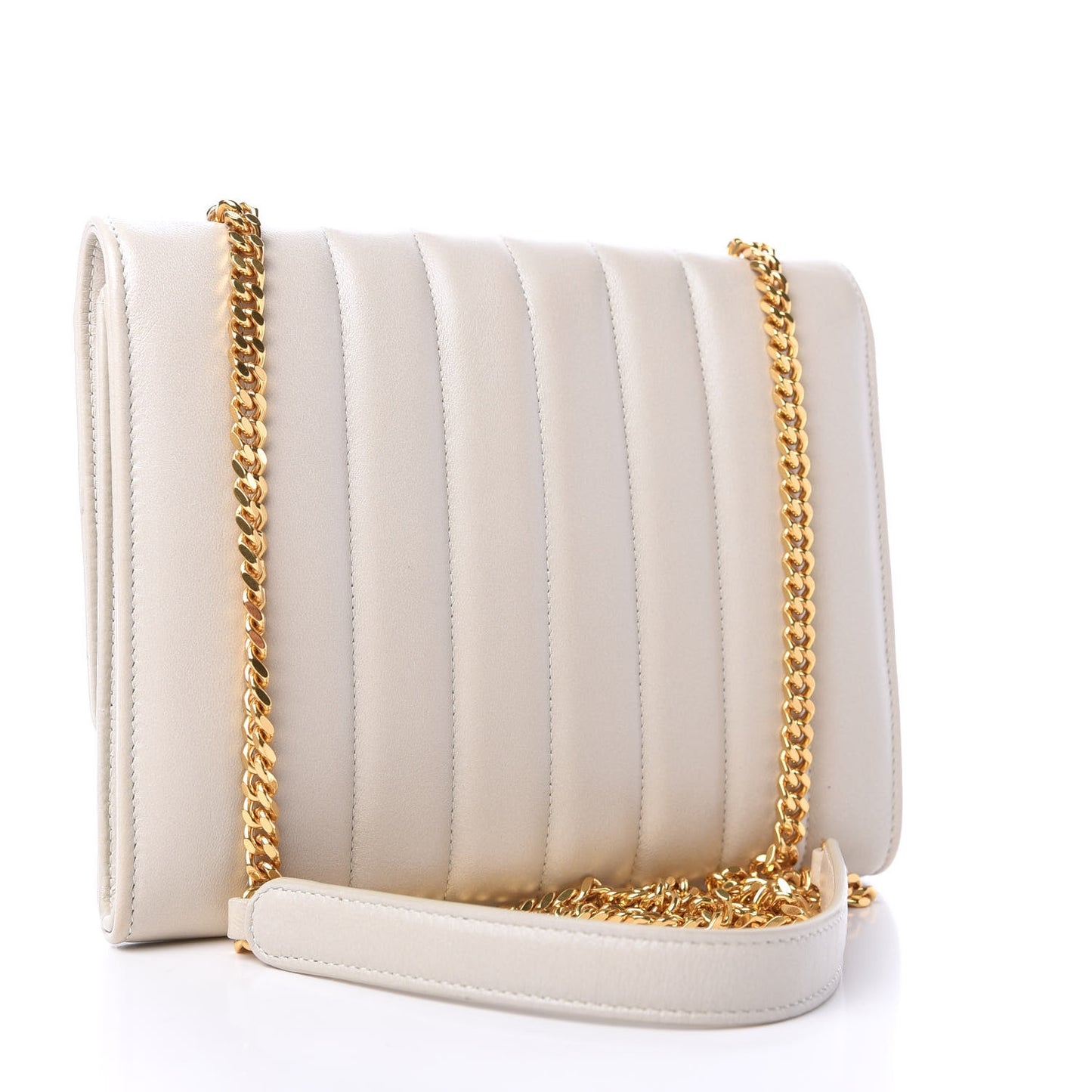 Lambskin Matelasse Monogram Large Vicky Chain Bag White
