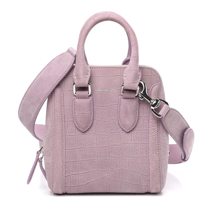 Alexander McQueen Crocodile Embossed Nubuck Mini Heroine Shoulder Bag Lilac 1 of 9