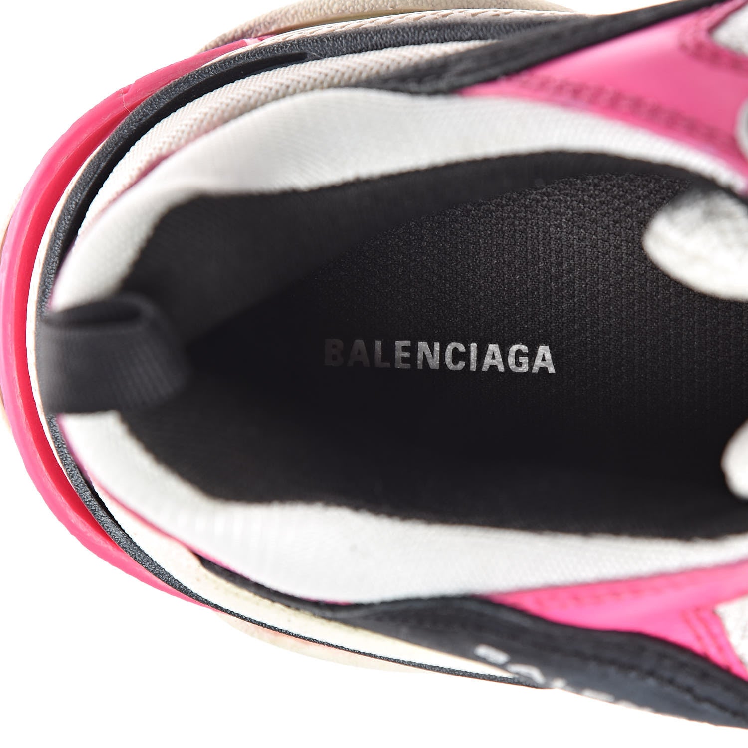 Balenciaga Fabric Mesh Womens Triple S Sneakers 40 Rose Fluo Black White 6 of 9