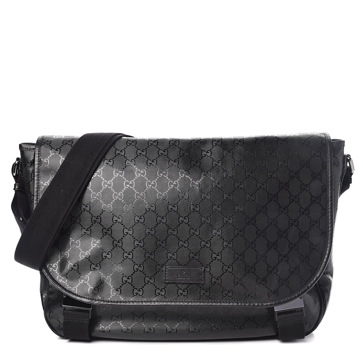 Imprime Monogram Large Double Buckle Flap Messenger Bag Black