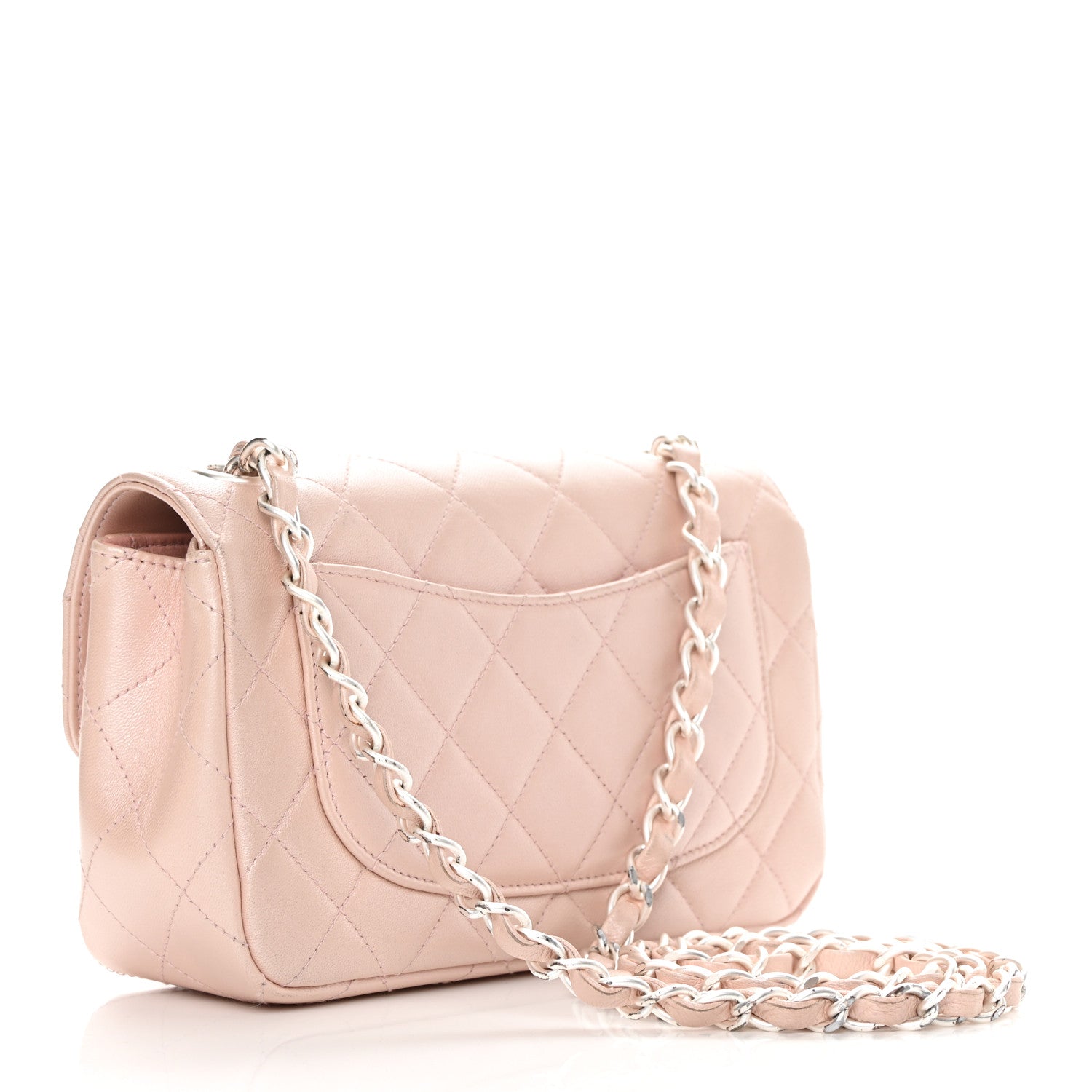 Chanel Metallic Lambskin Quilted Extra Mini Rectangular Flap Pink 3 of 15