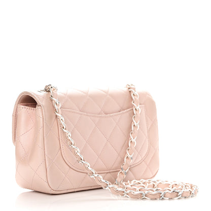 Chanel Metallic Lambskin Quilted Extra Mini Rectangular Flap Pink 3 of 15