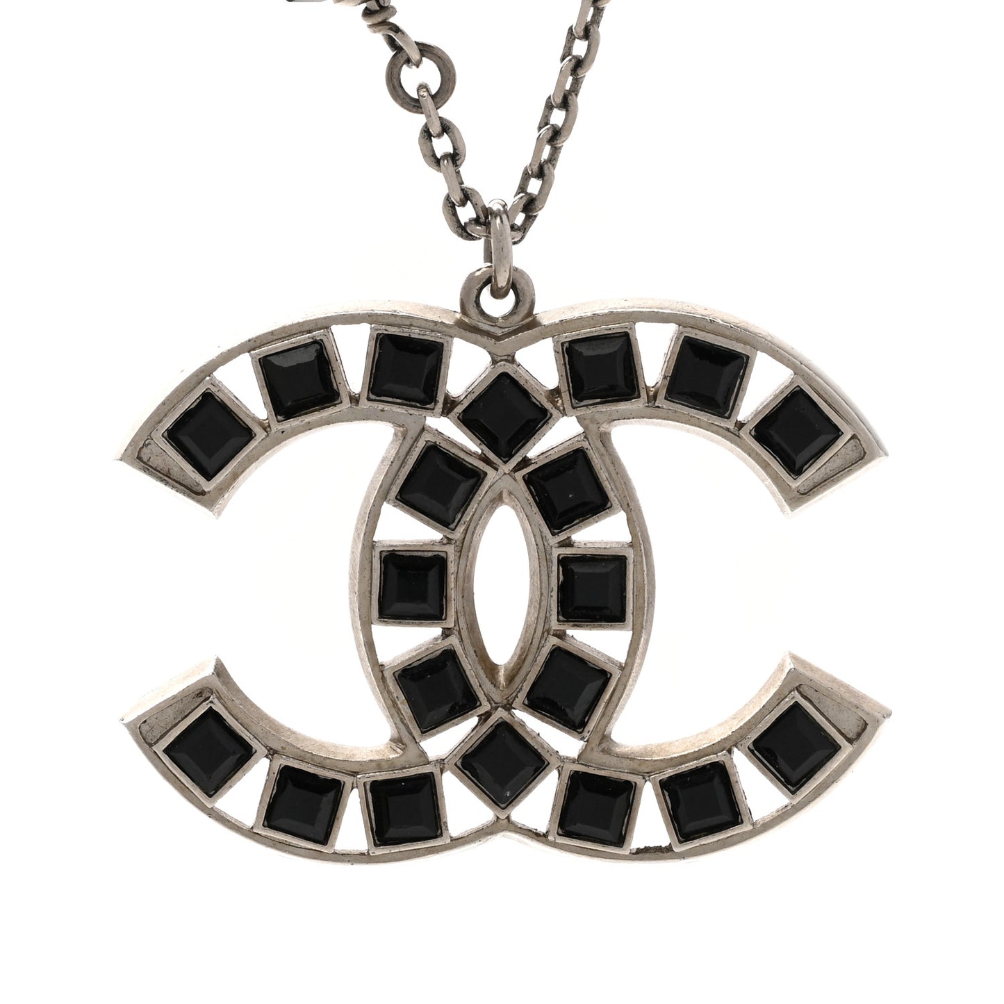 Ruthenium Baguette Crystal CC Necklace Black
