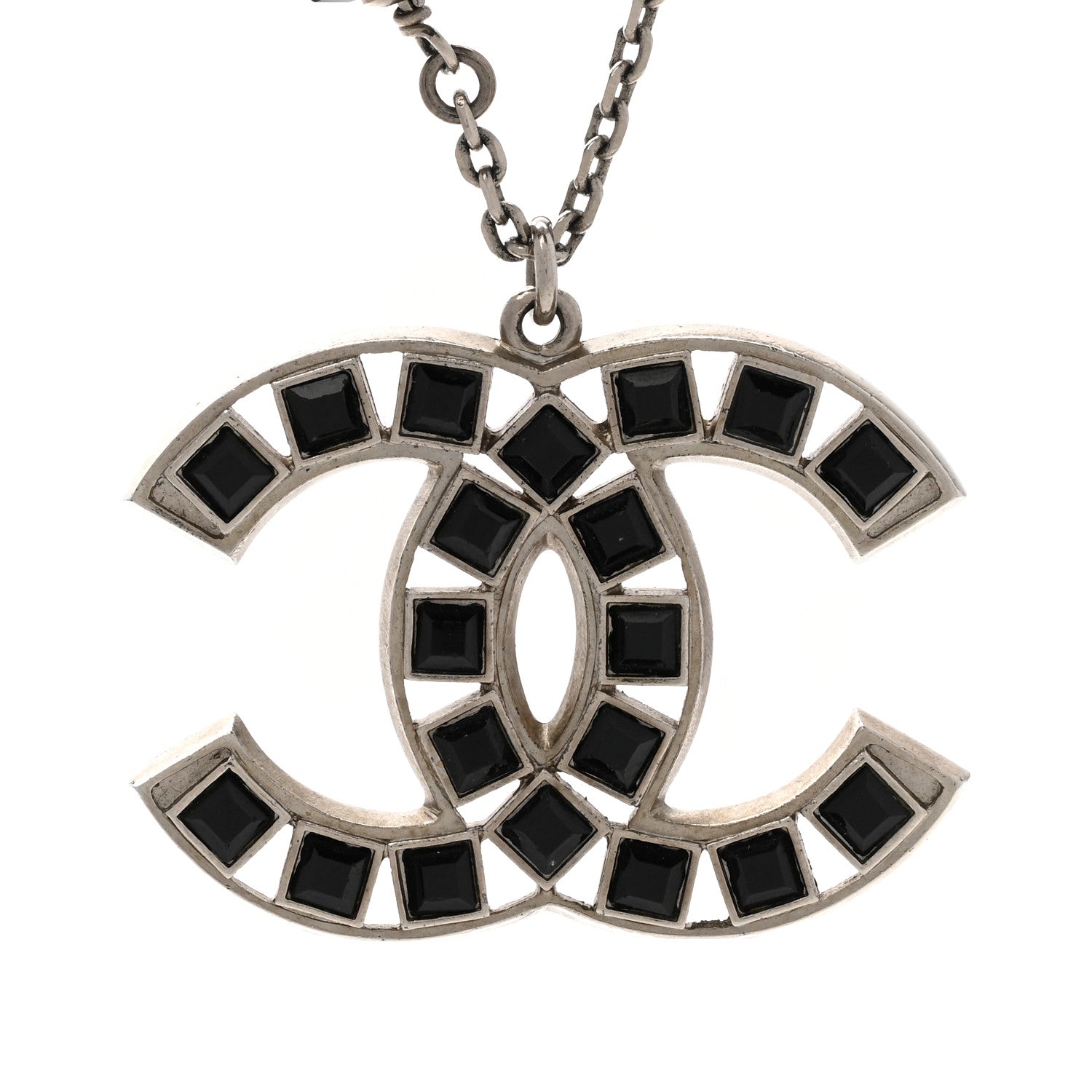 Chanel Ruthenium Baguette Crystal CC Necklace Black 4 of 7