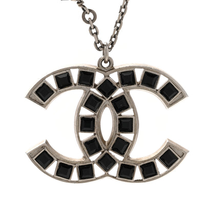 Chanel Ruthenium Baguette Crystal CC Necklace Black 4 of 7