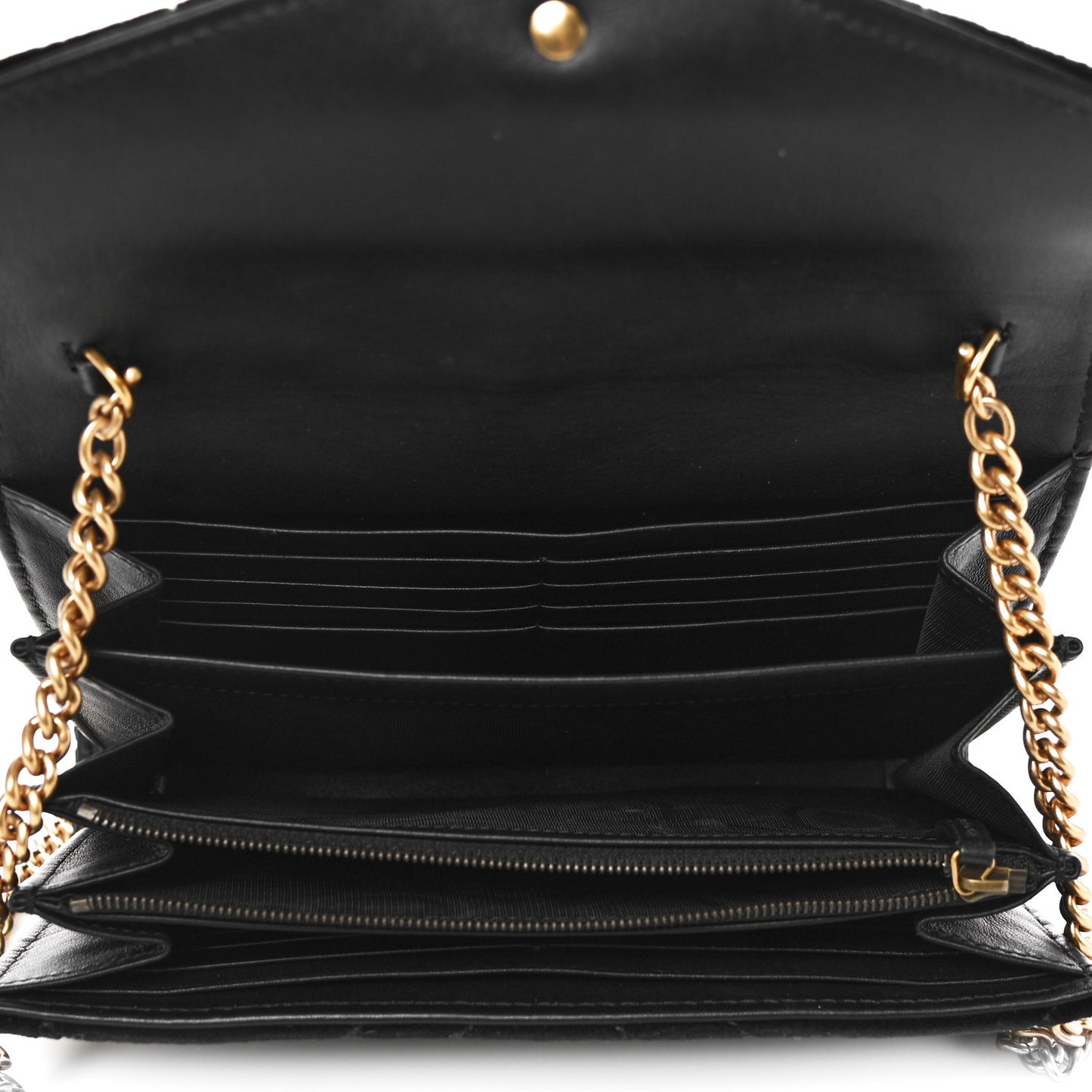 Velvet Matelasse GG Marmont Chain Wallet Black