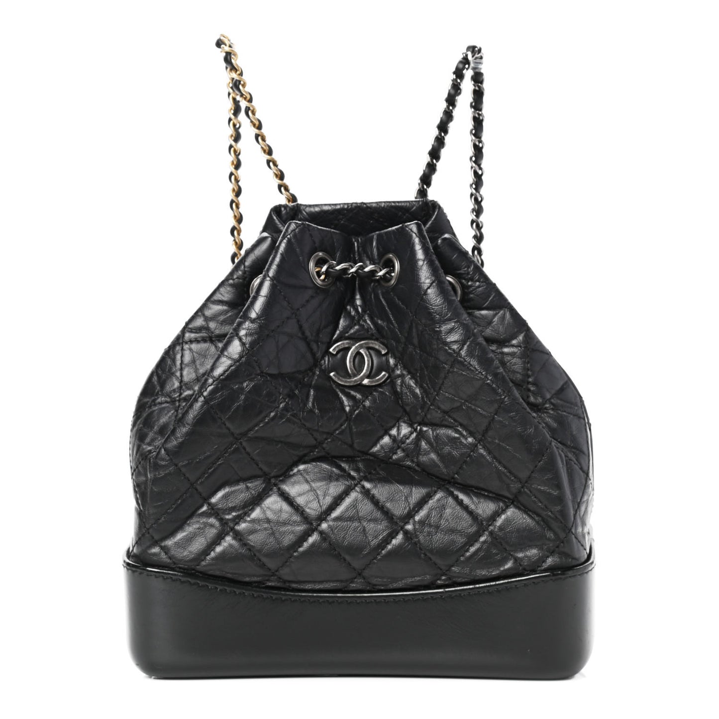 Aged Calfskin Quilted Small Gabrielle Backpack Black