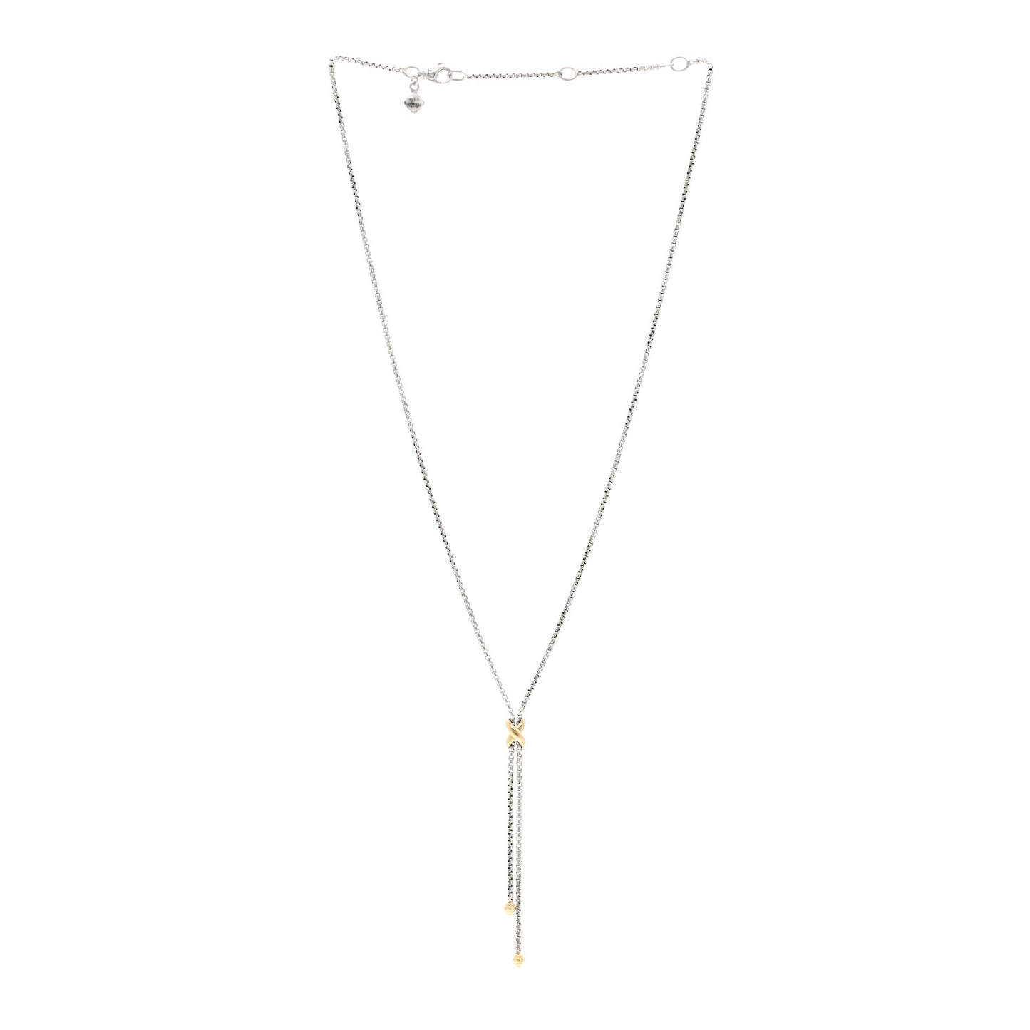 Sterling Silver 18K Yellow Gold Petite X Lariat Necklace