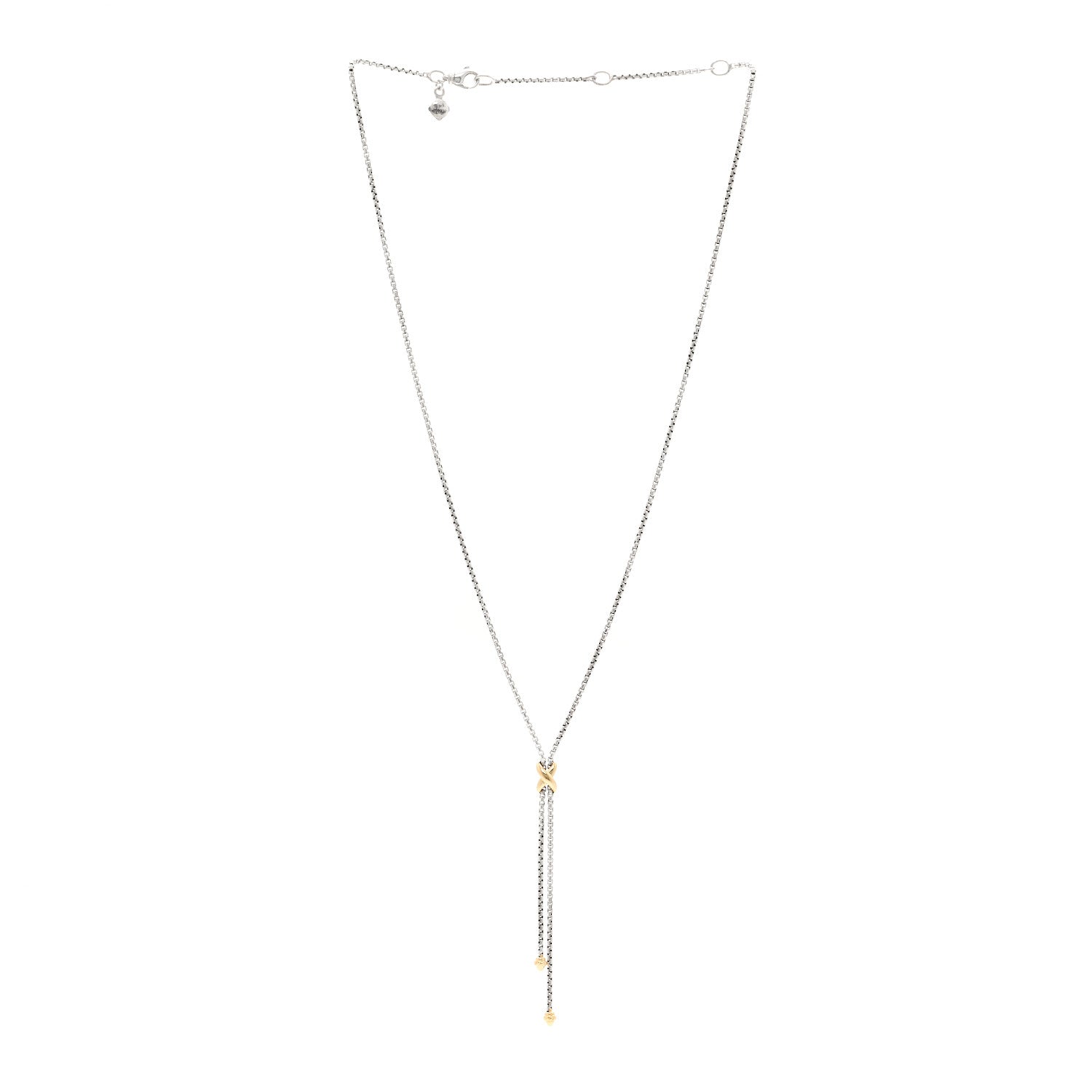 David Yurman Sterling Silver 18K Yellow Gold Petite X Lariat Necklace 3 of 5