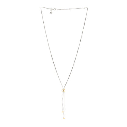 David Yurman Sterling Silver 18K Yellow Gold Petite X Lariat Necklace 3 of 5