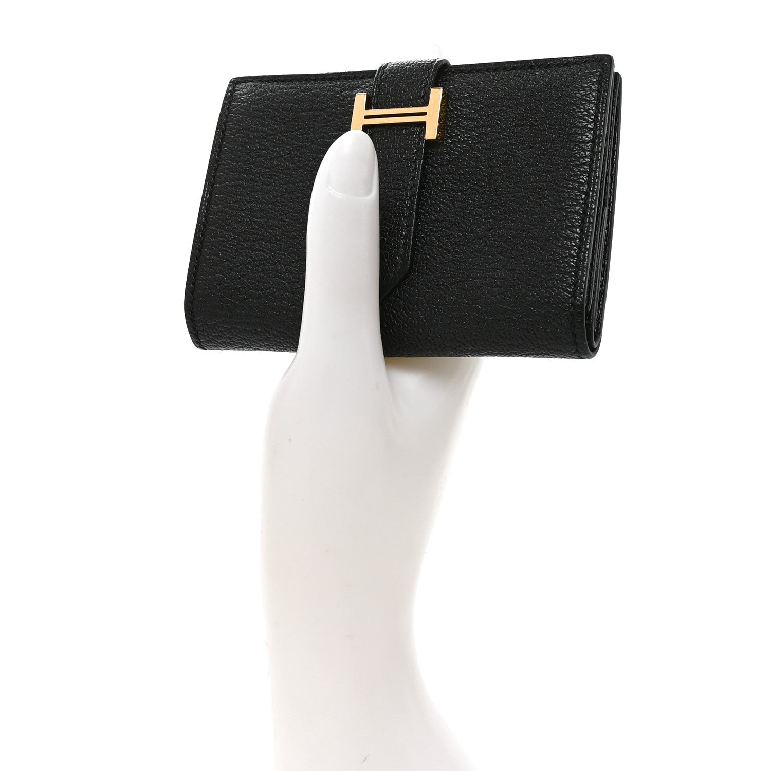 Hermes Chevre Mysore Mini Bearn Wallet Black 2 of 7