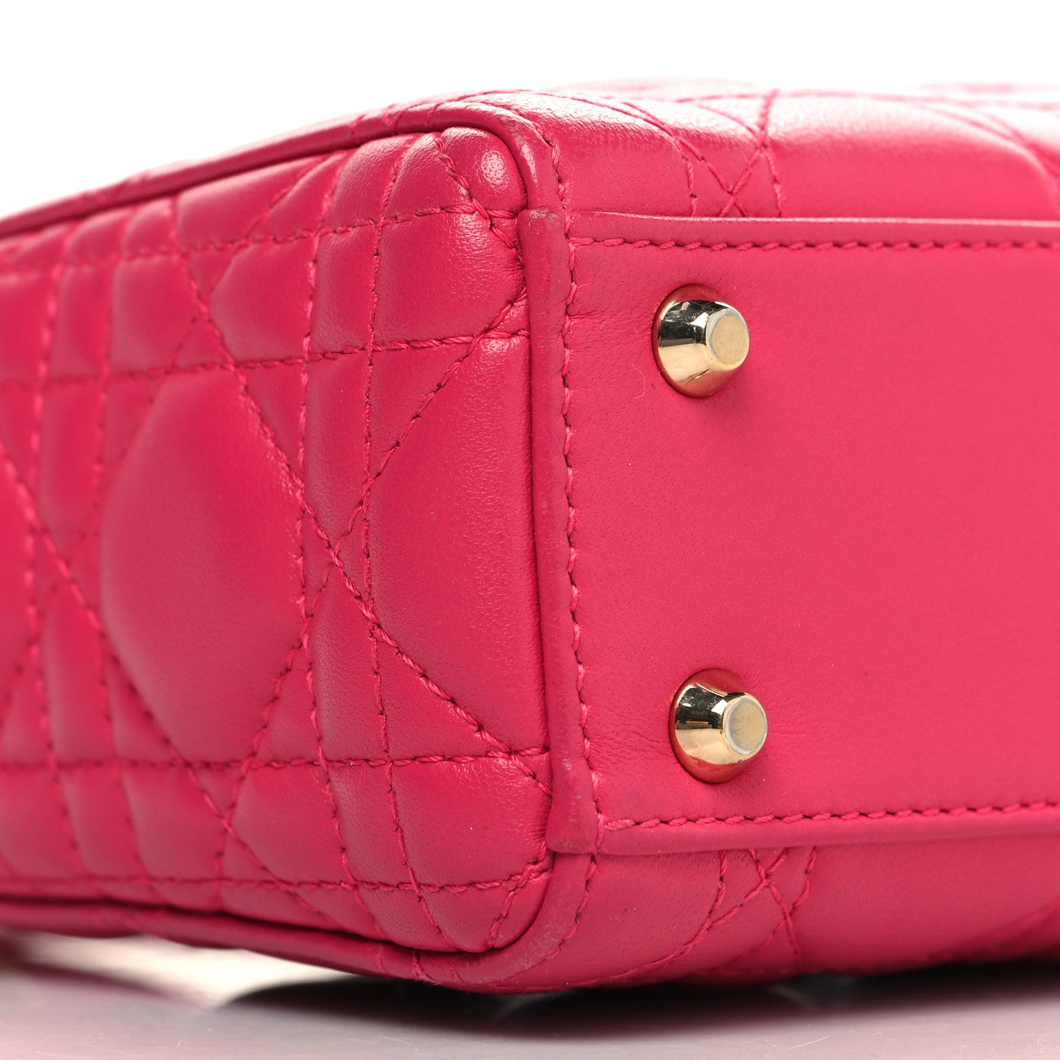 Christian Dior Lambskin Cannage Mini Lady Dior Fuchsia 9 of 12