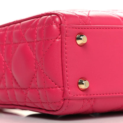 Christian Dior Lambskin Cannage Mini Lady Dior Fuchsia 9 of 12