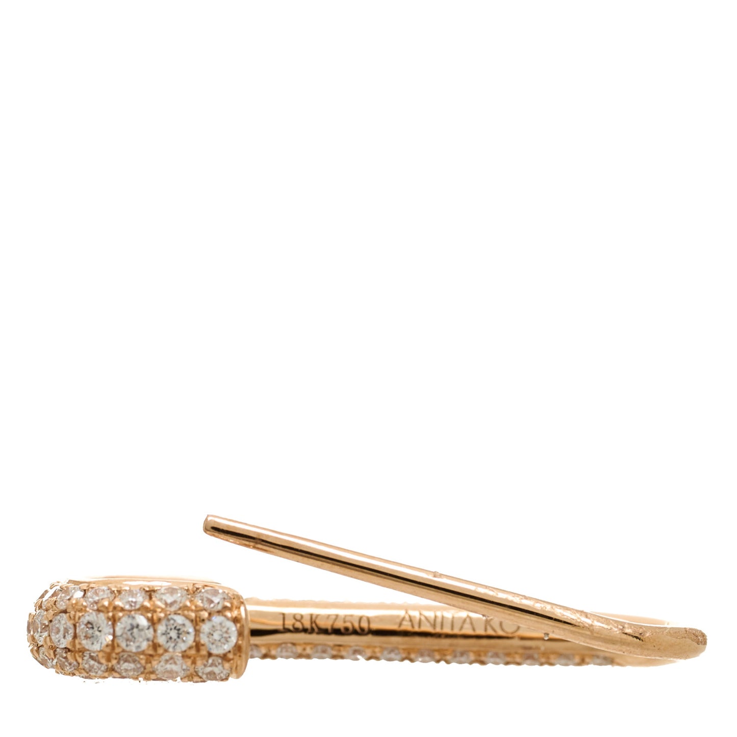 18K Yellow Gold Diamond Mini Safety Pin Earring