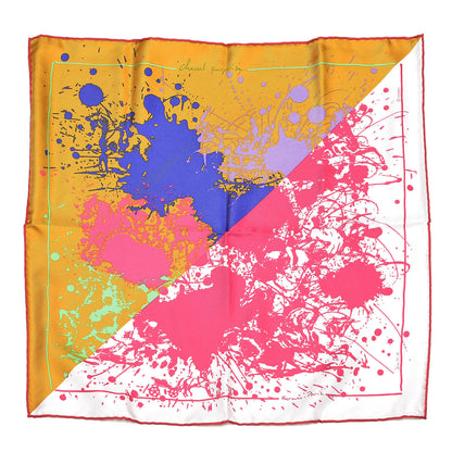 Hermes Silk Surprise Remix Pocket Square Ocre Rose Vif Blanc 1 of 4