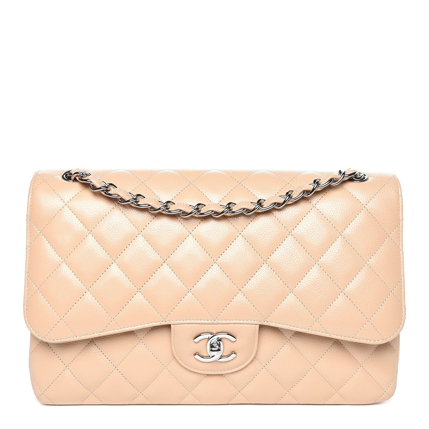 Chanel Caviar Quilted Jumbo Double Flap Light Beige 1 of 14