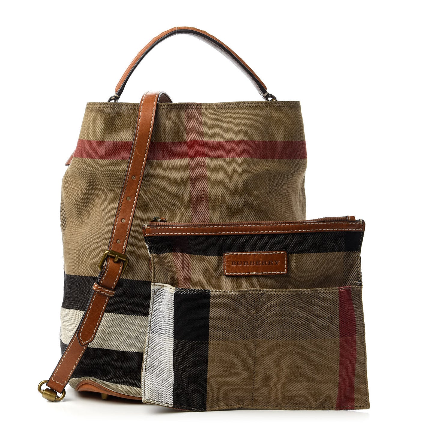 Canvas Mega Check Medium Susanna Hobo Saddle Brown