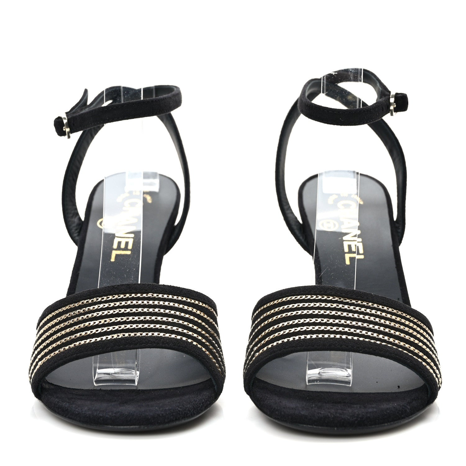 Chanel Suede Kidskin Chain Sandals 38 Black 2 of 9