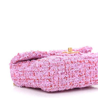Chanel Tweed Enamel Quilted Mini Pending CC Square Flap Light Purple Pink Red 7 of 8