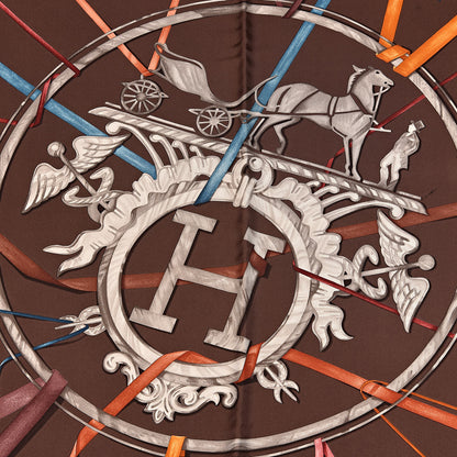 Hermes Silk Attrape Tes Reves Scarf 90 Chocolat Ardoise Taupe 6 of 7