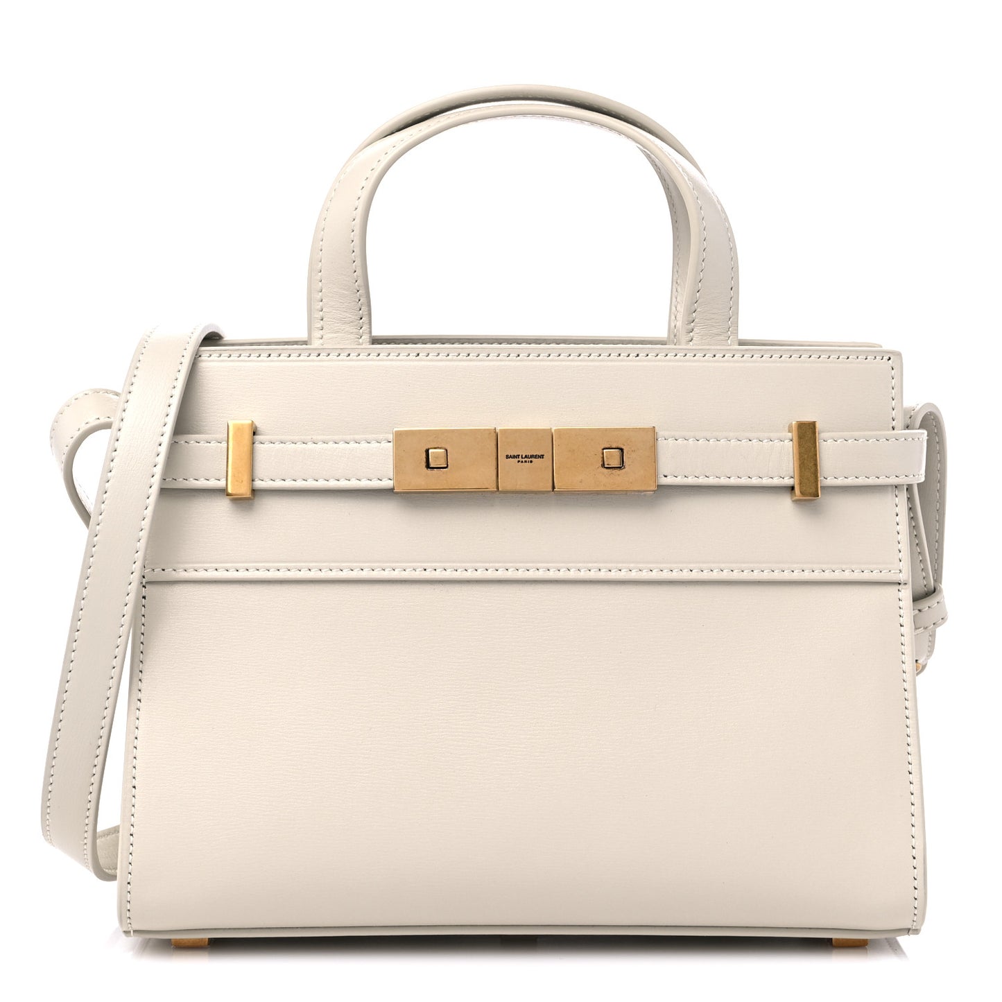 Smooth Calfskin Nano Manhattan Shopper Tote Crema Soft