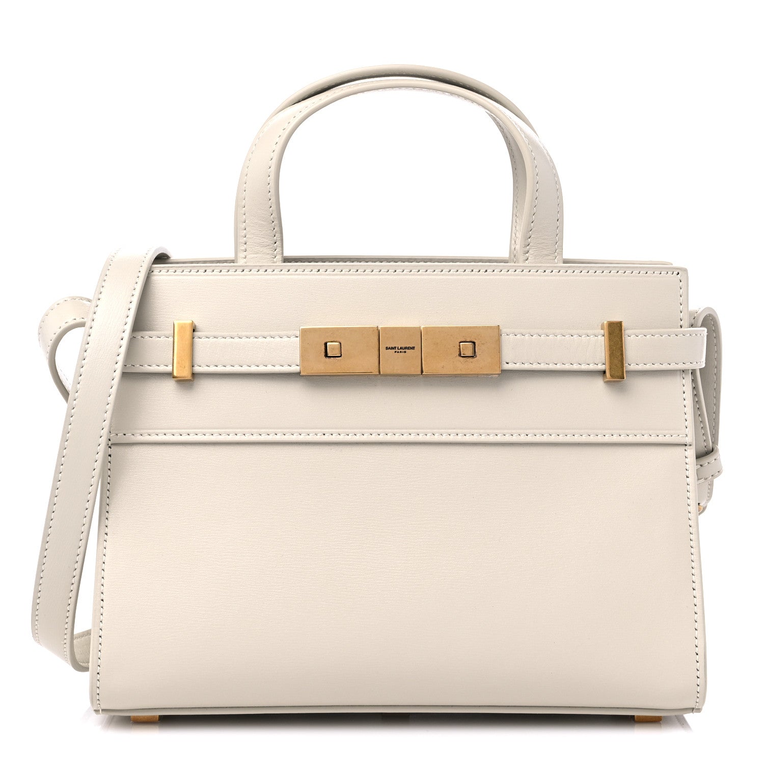 Saint Laurent Smooth Calfskin Nano Manhattan Shopper Tote Crema Soft 1 of 8