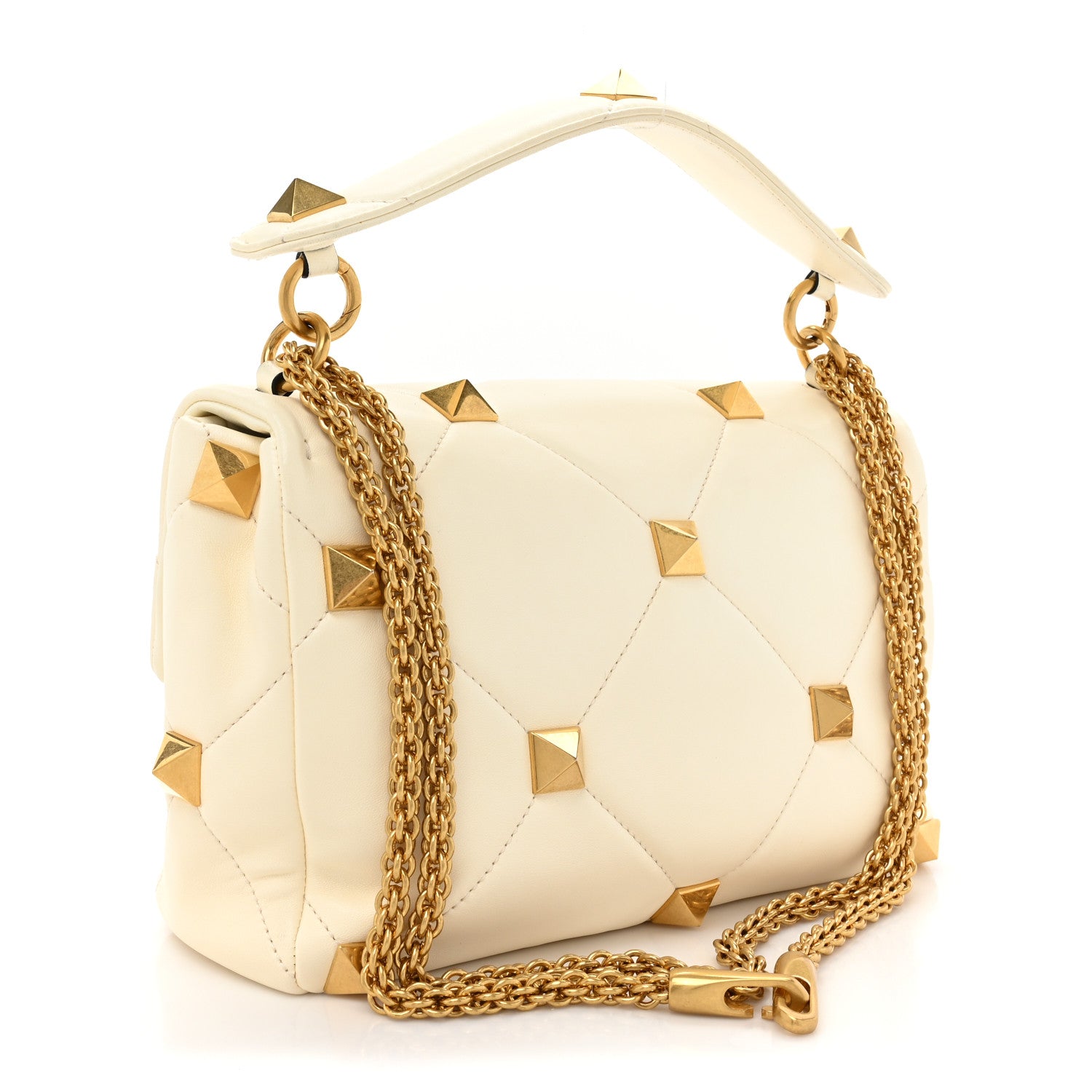Valentino Garavani Nappa Large Roman Stud Shoulder Bag Ivory 3 of 12