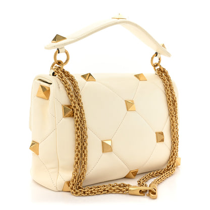 Valentino Garavani Nappa Large Roman Stud Shoulder Bag Ivory 3 of 12