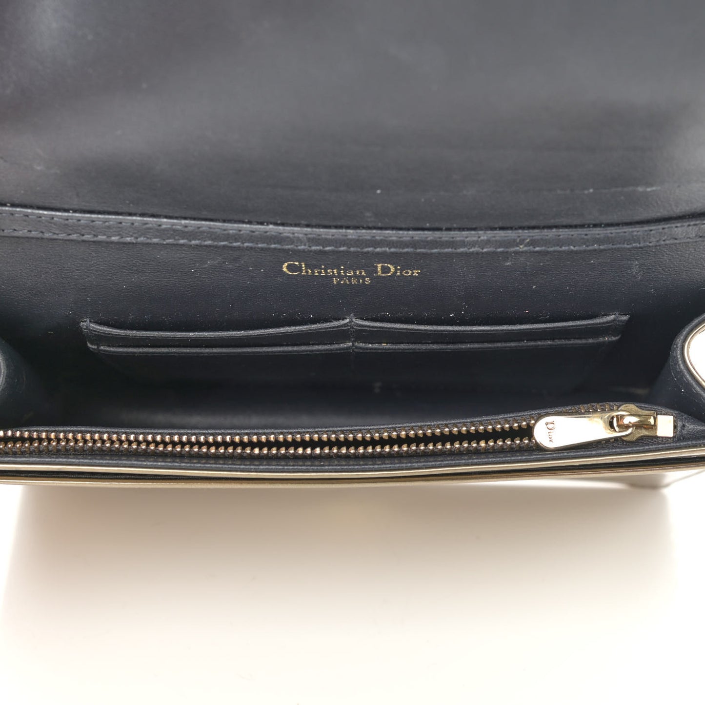 Metallic Patent Micro-Cannage Diorama Wallet on Chain Pouch Gold