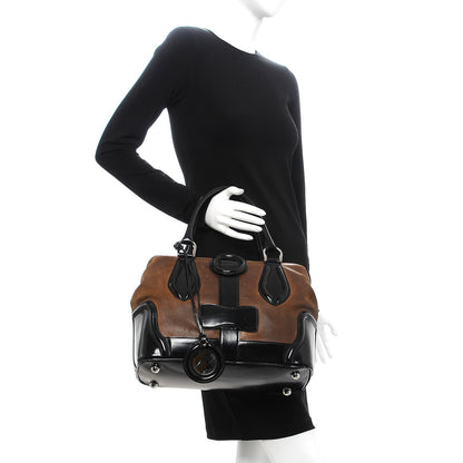 Balenciaga Calfskin Suede Frame Bag Brown Black 2 of 22