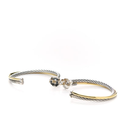 David Yurman Sterling Silver 18K Yellow Gold 44mm Extra Large Crossover Cable Hoop Earrings 3 of 4