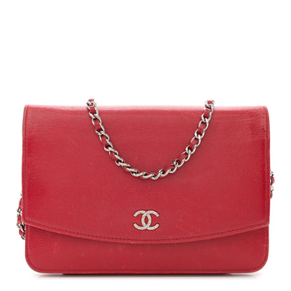 Chanel Caviar Sevruga Wallet on Chain WOC Red 1 of 16