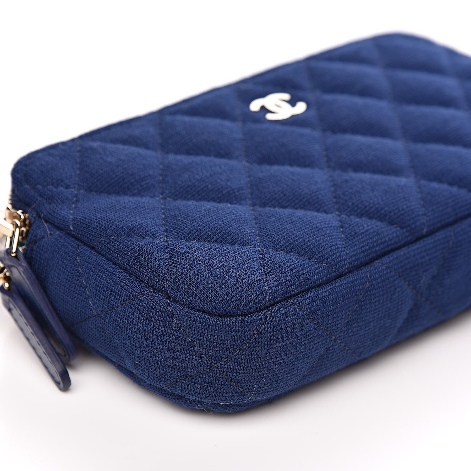 Chanel Jersey Quilted Small Clutch With Chain Navy 11 of 13