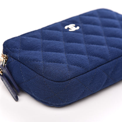 Chanel Jersey Quilted Small Clutch With Chain Navy 11 of 13