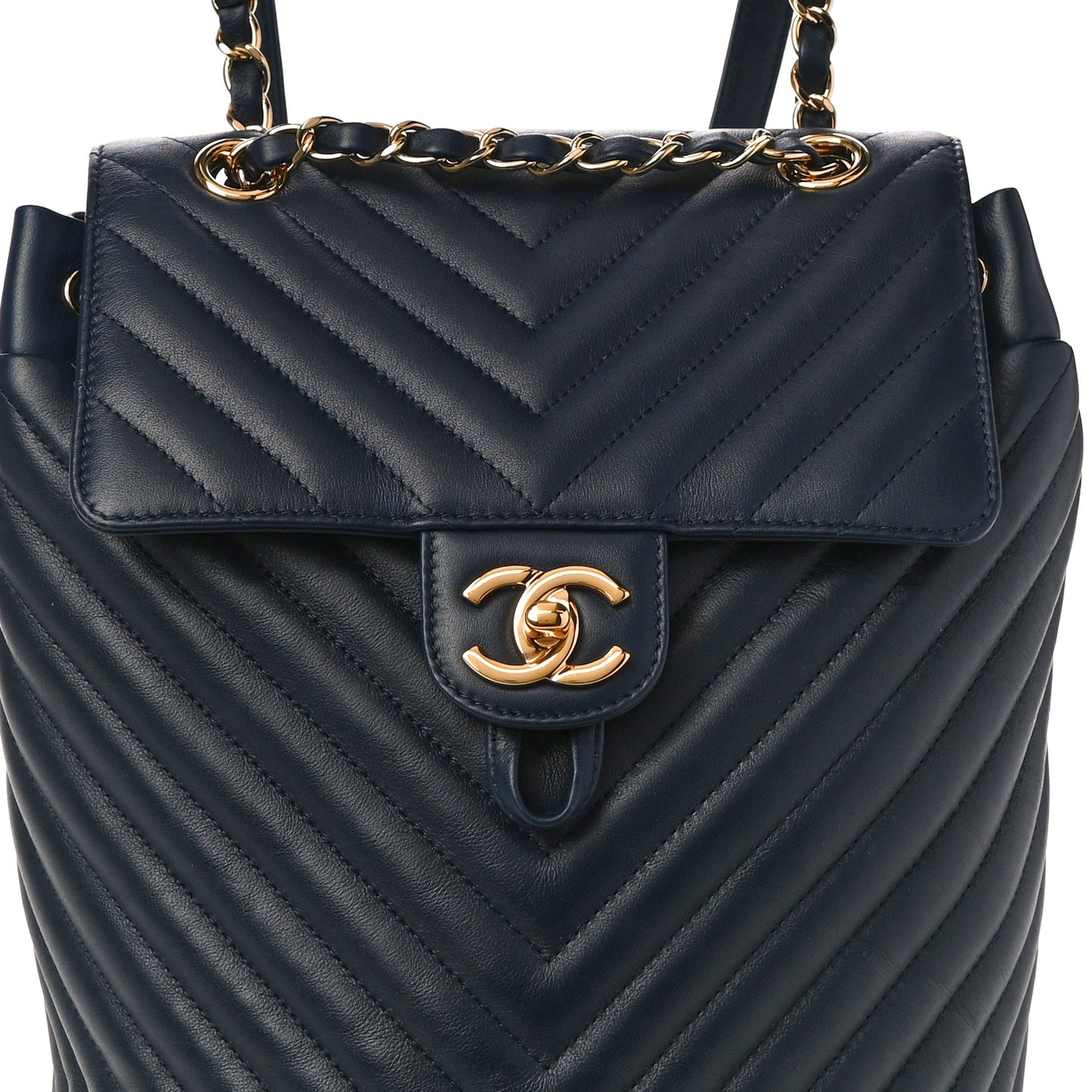 Calfskin Chevron Quilted Small Urban Spirit Backpack Navy