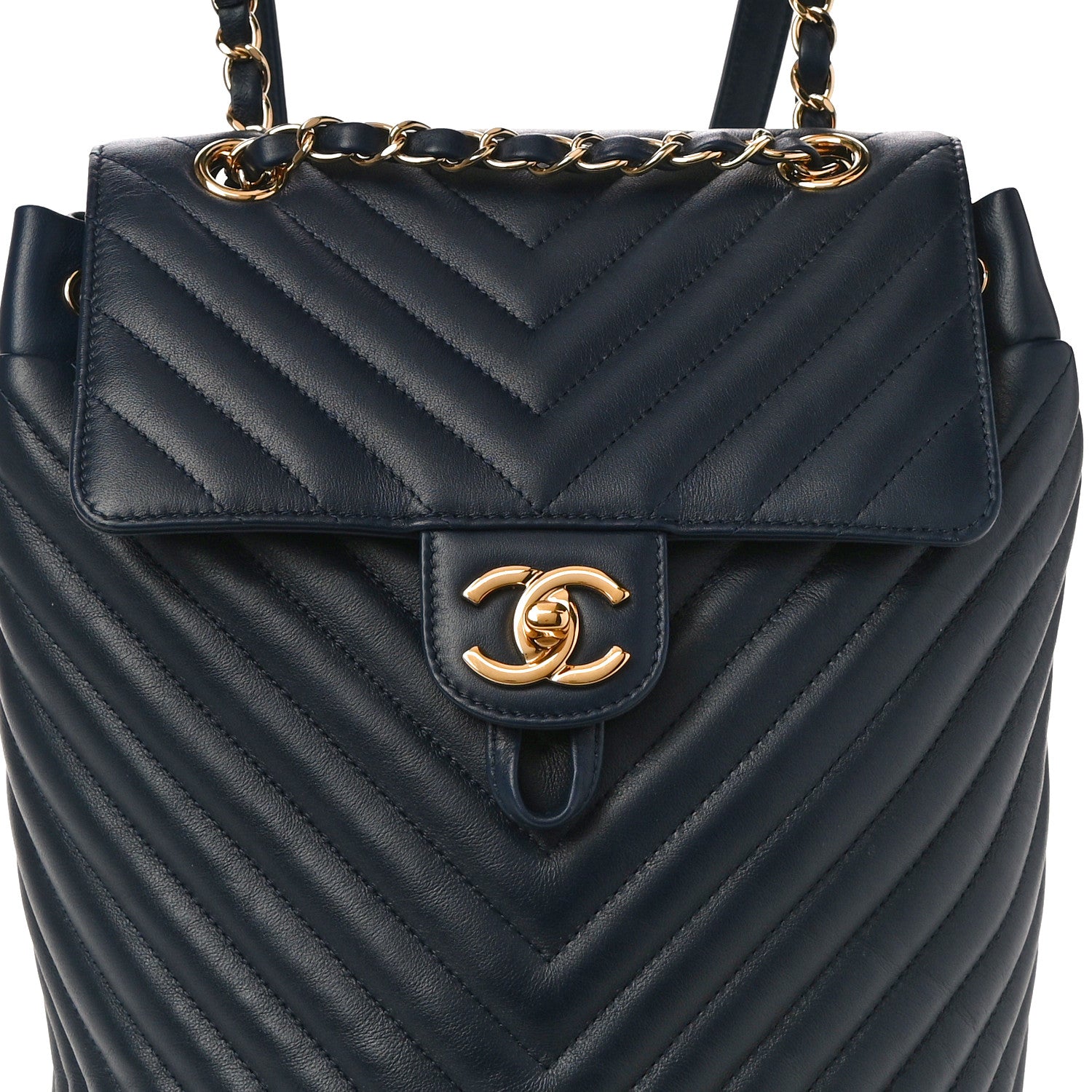 Chanel Calfskin Chevron Quilted Small Urban Spirit Backpack Navy 8 of 12