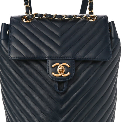 Chanel Calfskin Chevron Quilted Small Urban Spirit Backpack Navy 8 of 12