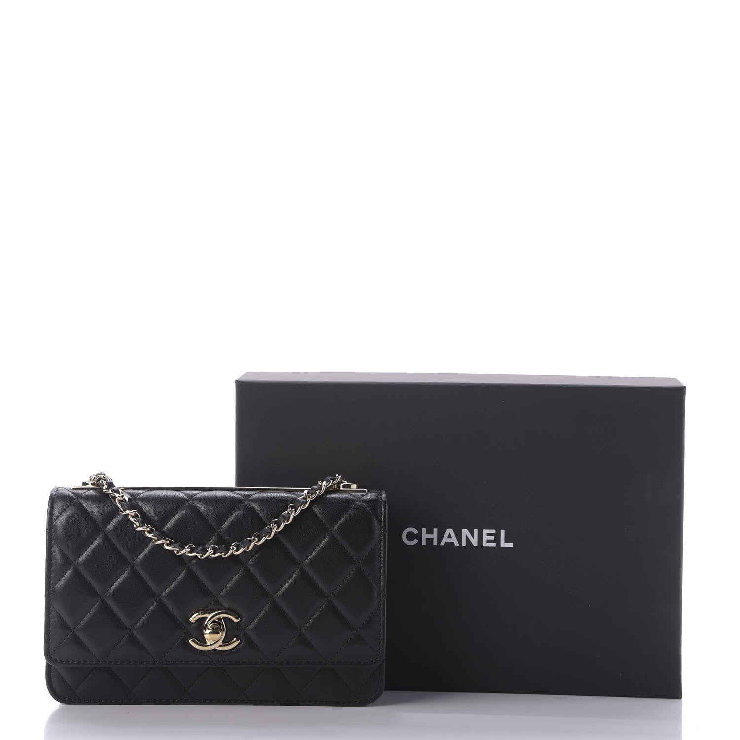 Chanel Lambskin Quilted Trendy CC Wallet On Chain WOC Black 10 of 10