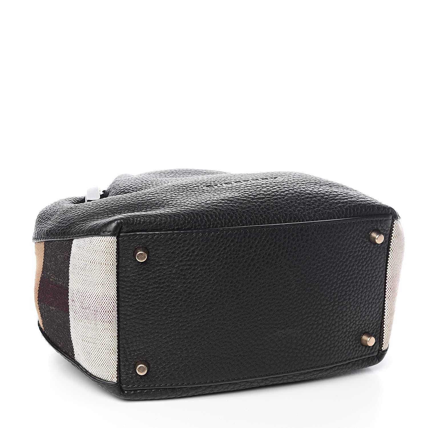 Burberry Grainy Calfskin House Check Small Maidstone Black 4 of 9