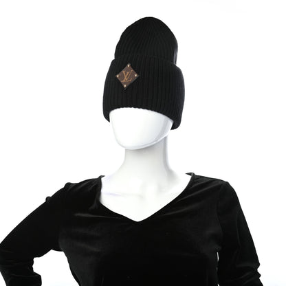 Louis Vuitton Wool LV initials Monogram Beanie Hat Black 2 of 5