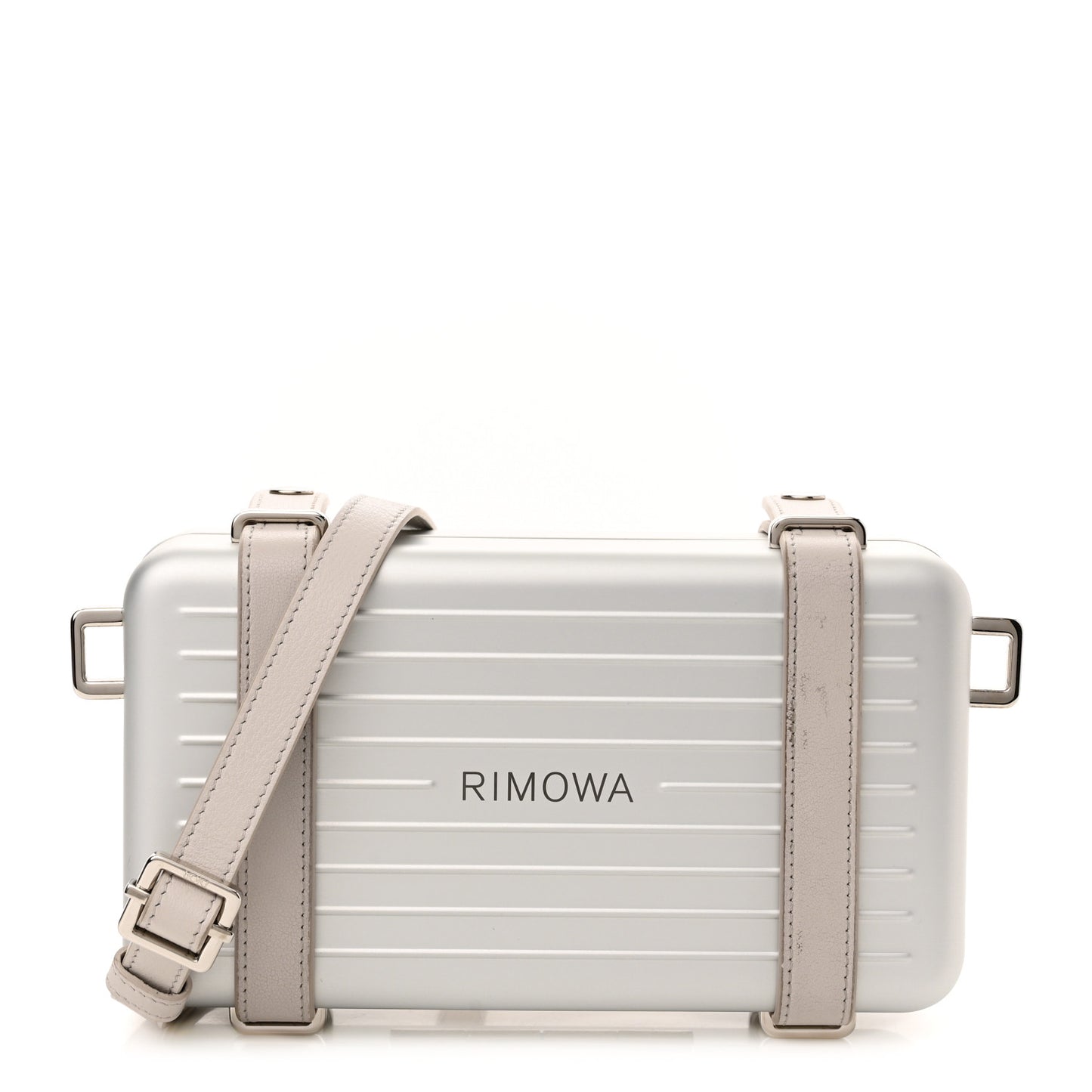 X RIMOWA Aluminum Personal Clutch On Strap Silver
