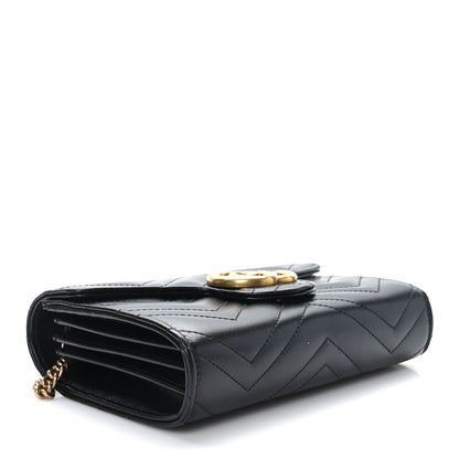 Gucci Calfskin Matelasse GG Marmont Chain Wallet Black 4 of 8