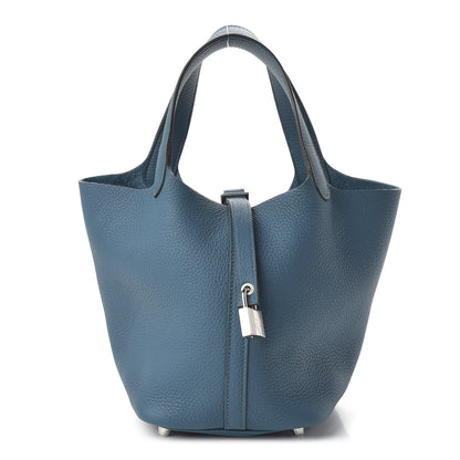 Hermes Taurillon Clemence Picotin Lock 18 PM Vert Bosphore 1 of 10