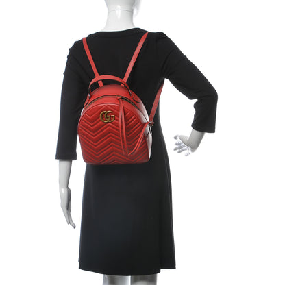 Gucci Calfskin Matelasse GG Marmont Dome Backpack Hibiscus Red 2 of 9